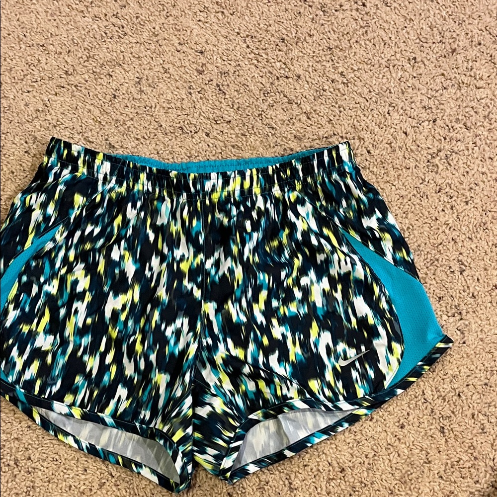 Nike Women's Athletic Shorts - Black, Blue, and Yellow